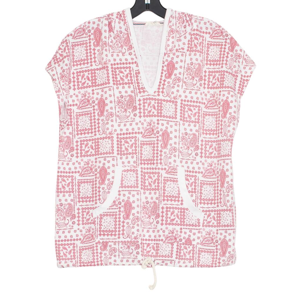 Jane & Delancey Paisley Bandana Top Hoodie Red White Boho Cottage Y2K Size M